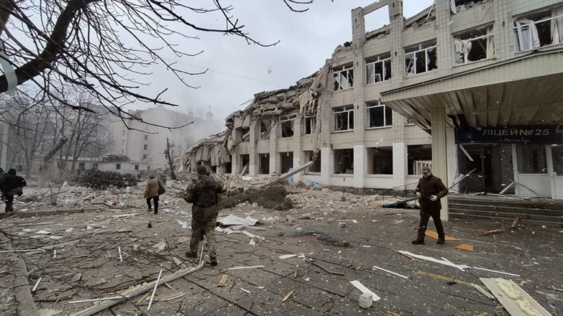 Destroyed buildings of Lyceum No. 25 in Zhytomyr city. Source: Suspilne Novyny.