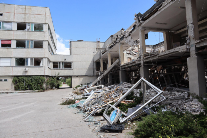 The destroyed building of Kharkiv’s Skovoroda National Pedagogical University. Source: Press service of the university.