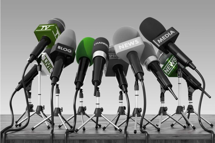 Image of microphones for an interview